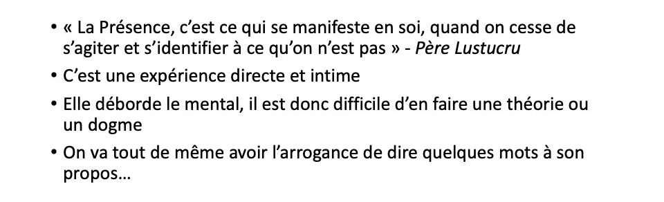 Le mystère de la présence "Je suis"...